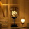 Table Lamps LED Night Light Wrought Iron Lamp Vintage Red Wine Glass Bottle Gift Home Decor Bedroom Bedside Desk LightLight