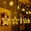 Saiten 2,5m Sternen Vorhanglichter Weihnachtsdekoration warmes Wei￟ 12 Sterne 138 LED Fairy String USB 8 Modi f￼r Schlafzimmer Hochzeit
