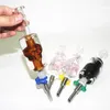 Mini rökning flytande glycerin inuti skalle nektar kit med rostfritt stål kvarts spets 14mm glasrör mikrouppsättning