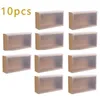 Gift Wrap 10st Kraft Paper Drawer Boxar Packbox med transparent PVC -f￶nster Display Wedding Cookie Candy Cake