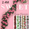Fleurs décoratives 2.4M, guirlande de roses artificielles, accessoires de mode Po, ornement festif, belles fournitures de fête d'émulation