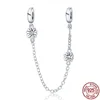 925 Sterling Silver Dangle Charm Femmes Perles Haute Qualité Bijoux Cadeau En Gros Étincelle Fleur Sécurité Chaîne Perle Fit Pandora Bracelet DIY