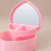 Storage Boxes Bins Pink Love Heart Jewelry Double Layers Mirror Cosmetic Organizer Cute Trinket Drawer Portable Girl Make Up Case 221008