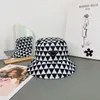 Mulheres moda designer balde chapéus outono inverno algodão triângulo carta gorro casal esportes ao ar livre xadrez bonnet263p