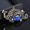Brooches LEEKER Vintage Big Peacock For Women Green Blue Opal Pin Jewelry Fashion Gift Girlfriend 158 LK6