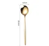 Golden Silver Western Dinnerware Durable Stainless Steel Flatware Knife Fork Soup Dessert Ice Cream Spoon Teaspoon Cutlery Tableware Home Restaurant SN6831