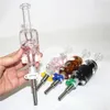 Smoke Skull Liquid Glycerin Glass Nectar with 14mm Stainless Steel tip & Quartz Tip Concentrate Smoking Pipe silicone mouthpiece for bong