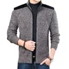 Pulls pour hommes Hiver Hommes Streetwear Veste Casual Cardigan Manteau Tricoté Épais Fermeture Éclair Patchwork Hommes Pull Col Mandarin Vêtements D'extérieur