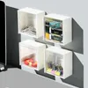 Aufbewahrungsboxen, Wandmontage, Flip-Badezimmer, transparent, selbstklebend, für kleine Objekte, multifunktionaler Wattepad-Halter, Make-up-Organizer 221008