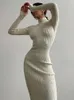 캐주얼 드레스 우아한 터틀넥 여자 드레스 여성 패션 긴 소매 슬림 미니 드레스 가을 솔리드 바디 콘 파티 로브 클럽웨어 221008