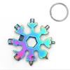 Buitengadgets 8 In1 Snowflake Key Ring Outdoor Survival Multifunctionele EDC Tool Camping Equipment Keyring Roestvrijstalen opener sleutel