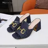 Sandalias de plataforma de diseñador clásico para mujer, zapatillas GGity deslizantes a la moda, chanclas de cuero de lujo con tacones sexis hdgfg