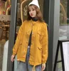 Women's Jackets Women's Denim Tooling Jacket 2022 Autumn Loose Casual Zipper Drawstring Close Short Coat Outerwear Parkas