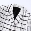 Women's Suits Blazers Women's AutumnWinter Plaid Texture Short Suit Jackets Fashion Buttons Long Sleeve Lapel Female Chic Blazer Two Piece Set 221008