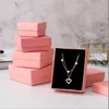 Multi-sizes Pink Gift Packing Boxes With Lids and Sponge Filled Shopping Paper Bags Retail Jewelry Packaging for Earring Ring Bracket Pendant Necklace