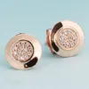 18K Rose Gold Stacking Disc Stud Earrings For Women Men with Original Retail Box for Pandora 925 Sterling Silver Classic CZ diamond Earring Set