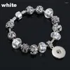 Strand Fashion Crystal Bead Glass Link Armband 090 18mm Snap Button Charm Bangle Jewelry for Women Teenagers Gift 20cm 1cm