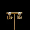 Senhoras novas Brincos de latão retrô projetados GLETTERS PARELS PENDANTES 18K GOLD ANTIMELERGADO ALERGEM FELIORES CLIPE DE CLIPE DE CLIP