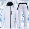 Skiing Suits New -35 Degree Women Ski Suit Snowboarding Jacket Winter Windproof Waterproof Snow Wear Thermal Ski Jacket and Strap Snow Pants L221008