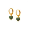 Backs oorbellen Romantische groene hartvormige hanger Charmante dames bruiloft Gold Ear Clip Sieraden Fashion Party Accessoires Gift