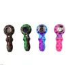 Latest hammer Spoon Silicone Pipes With metal bowl Dab Dabber Hand Tobacco Smoking water Pipe Dry Herb For Silicon Bong Bubbler