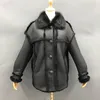 シアリングシングル胸の女性の冬の冬羊皮コート2022 MJF-SJ-16を添えた女性の革の本物のジャケット