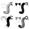 Party Masks 2022 Plush Headbands Furry Animal Faux Ears Headwear Tail Set Kawaii Hair Hoop For Halloween Cosplay Headpiece Supplies