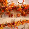 Dekorative Blumen PARTY JOY Halloween Luxuriöse künstliche Girlande Rote Herbstrebe für Weihnachten Thanksgiving Kamin Herbstdekoration