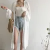 Kvinnors blusar chiffon cardigan kimono strand sommar kvinnor l￥ng￤rmad vit skjorta plus storlek vintage kl￤der blusas mujer de moda 2022