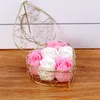 Decoratieve bloemen 6 pc's/Set Rose Soap Flower Gift Box Gold-Pated Iron Basket Artificial Roses Creative Valentine's Day Wedding Geur