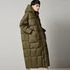 Damen-Daunenjacke für den Winter, Übergröße, lange warme Jacke mit Kapuze, Kokon-Typ, winddicht, wasserdicht, Parkas, Damenmode, Mantel Plus
