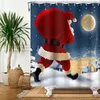 Shower Curtains Merry Christmas Shower Curtain Snowman Santa Car Red Truck Xmas Ball Pine Tree Winter Forest Landscape Waterproof Bathroom Decor 221008