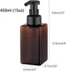 Vierkante schuimende zeepdispenser 450 ml 15oz Amber Refilleerbare plastic schuimpompfles voor vloeibare zeep shampoo body wash