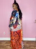 Camicette da donna HAOYUAN Kimono a maniche lunghe in raso con stampa alla moda per donna Coprispalle da spiaggia Camicetta allentata da donna Cardigan oversize da vacanza