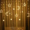 Strings Moon Stars Led Gordijn String Licht Kerst Fairy Tale Lamp Wedding Vakantie Family Garden Party Decoratie US/EU/UK/AU -plug