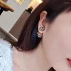 Stud Earrings SENYU Luxury 18mm Zirconia Ball Earring Paved Full CZ Stone Reversible Double For Women Anniversary Gift