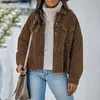 Damesjassen Mode Corduroy Jas Dames Casual Knop Zwarte Jas Dames Effen Jassen Vrouwelijk Oversize Los Herfst Winter Streetwear 2021 T221008