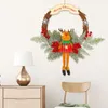 Decoratieve bloemen Santa Claus Sneeuwman Rattan Kransen Kerstaccessoires Handgemaakte ambachten Hangende hangende vakantiedecoraties