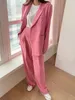 بدلات النساء بليزرز أزياء الكورية الخريف النساء الوردي الستائر بدلة المكتب بدلة مزدوجة سترات السراويل غير الرسمية للملابس الخارجية أنثى قمم أنيقة 2 PCS 221008