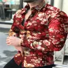 Mäns avslappnade skjortor 2022 Luxury Men's Long Sleeve Lapel Button Down Designer 3D Creative Print Top Prom Party Cardigan