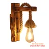 Wall Lamp American Wood Retro Vintage Light Trap Trap Aisle Corridor Decoratief touw Slaapkamer E27 Bedside