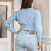 Women's Sweaters Rhombus Cropped Sweater For Women Knit Short Pullover O-neck Long Sleeves Hook Flower Hollow Jumper Top Casual