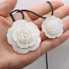 Kedjor Natural Shell Necklace Flower-Shaped White Pendant Leather Cord 2mm Charms For Elegant Women Love Romantic Gift