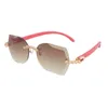 Моссанитовые бриллианты набор Rimless Red деревянные солнцезащитные очки Woman Woman Sunglass Men 8200762 Мужские и женские рамы роскошные бриллианты Cut 3,0 линзы солнечные очки размер 60