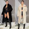 Women Coat Thanksgiving Gift Winter Outdoor Warmth Faux Fox Fur Lapel Multicolor Medium och Long Jacket Casual Street LongeChes Solid Color Jackets Size S-8XL