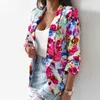 Damesjassen vintage dames jas jas afslaan kraag lange mouw bloemenprint Cardigan vrouwelijke mode herfst kantoor jassen 2022 t221008