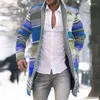 Trench de trincheira masculino Longo Men 2022 Streetwear impresso Paisado Slim Fit Fit Men's Casual Stand Stand Collar Cardigan