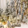 Christmas Decorations Mini Tree Artificial Snowflake Beautiful Miniature Decorative For Home Kitchen Desktop Plants Navidad