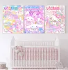 Peinture sur toile aquarelle Kawaii Kuromied, affiche mignonne cannelle mélodique pour enfants, décor de chambre de filles, imprimés d'art mural, décoration de maison