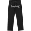 Jean Baggy droit imprimé Punk pour hommes, pantalon Harajuku imprimé surdimensionné, Streetwear Y2k noir Trendyol Hip Hop Man243f